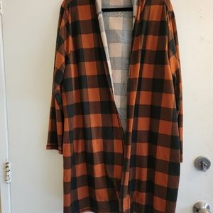 Orange Fall Cardigan with Hoodie
